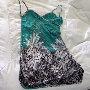 Beach Cover Up Floral Blue Green